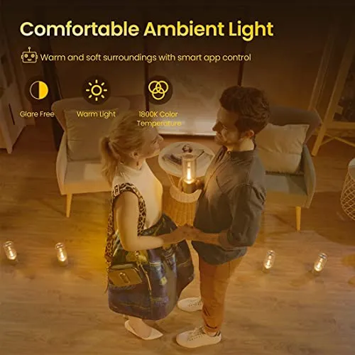 202 YEELIGHT Lámpara de mesa inteligente, lámpara de noche con aplicación y control de rotación, luz nocturna regulable recargable, luz ambiental para el día de la madre, decoración de la habitación, decoración del comedor, amarillo 1800 K