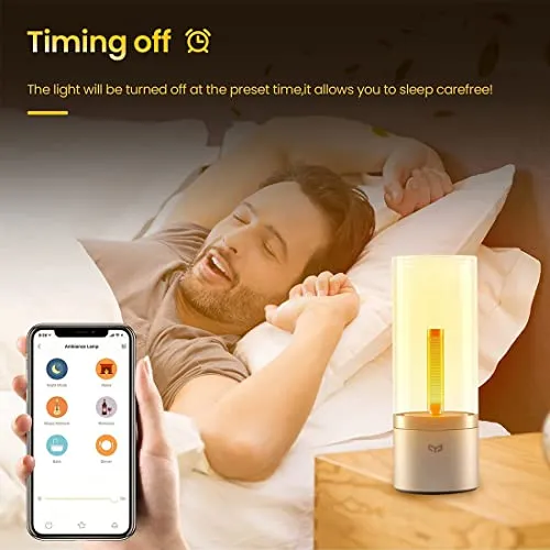 202 YEELIGHT Lámpara de mesa inteligente, lámpara de noche con aplicación y control de rotación, luz nocturna regulable recargable, luz ambiental para el día de la madre, decoración de la habitación, decoración del comedor, amarillo 1800 K