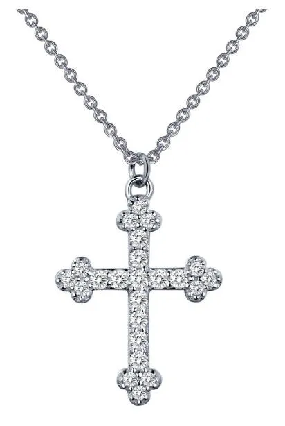 9N025CLP Cross Simulated Diamond Necklace