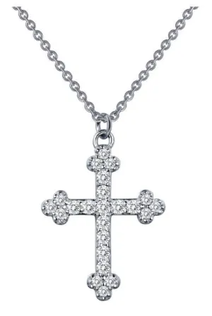 9N025CLP Cross Simulated Diamond Necklace