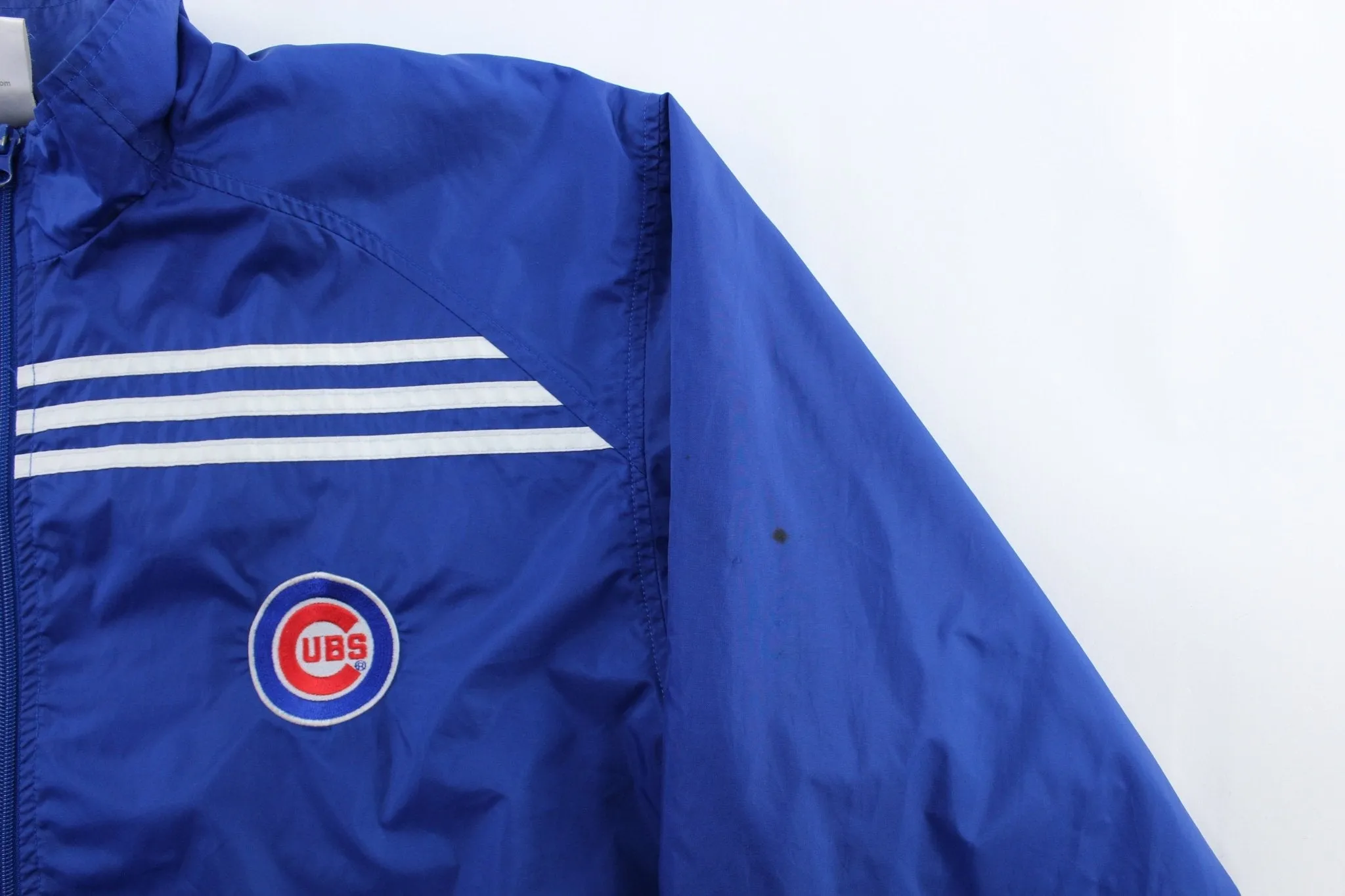 Adidas Embroidered Logo Chicago Cubs Blue & White Striped Zip Up Jacket