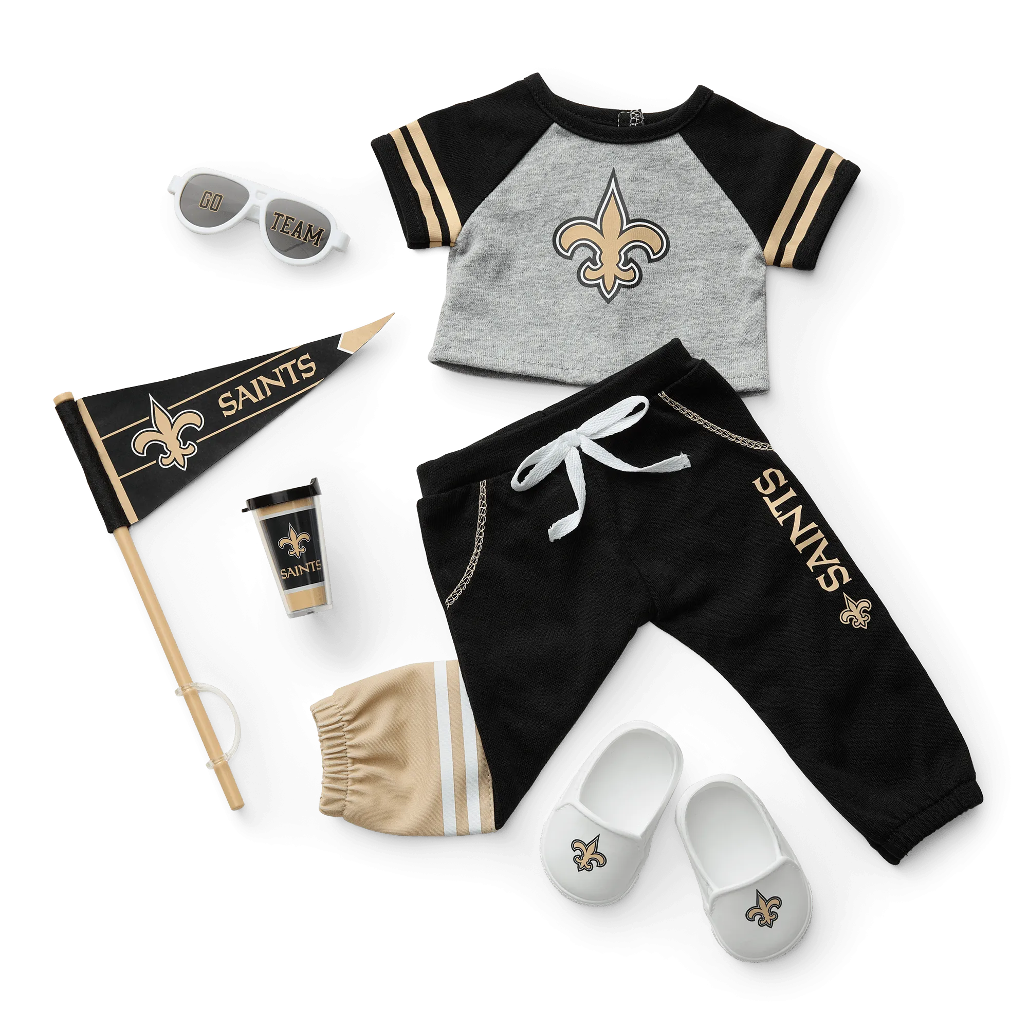 American Girl® x NFL New Orleans Saints Fan Outfit & Accessories for 18-inch Dolls