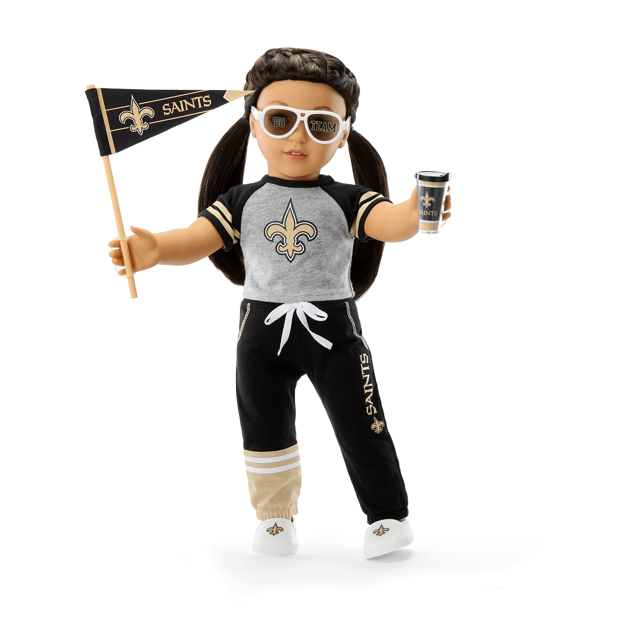 American Girl® x NFL New Orleans Saints Fan Outfit & Accessories for 18-inch Dolls