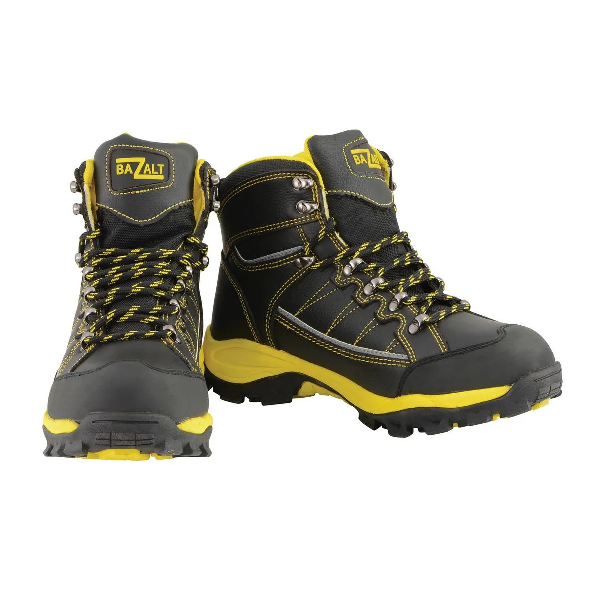 Bazalt MBM9122 Men's Black with Yellow Water and Frost Proof Leather Outdoor Lace-Up Boots