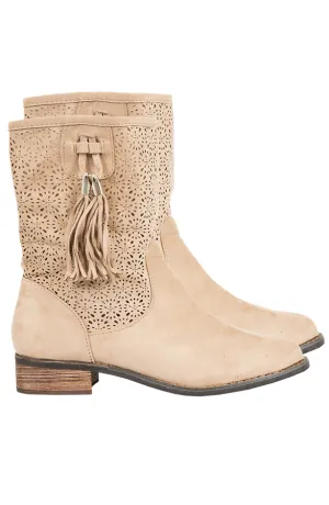 Be Mine Suede Boots Beige