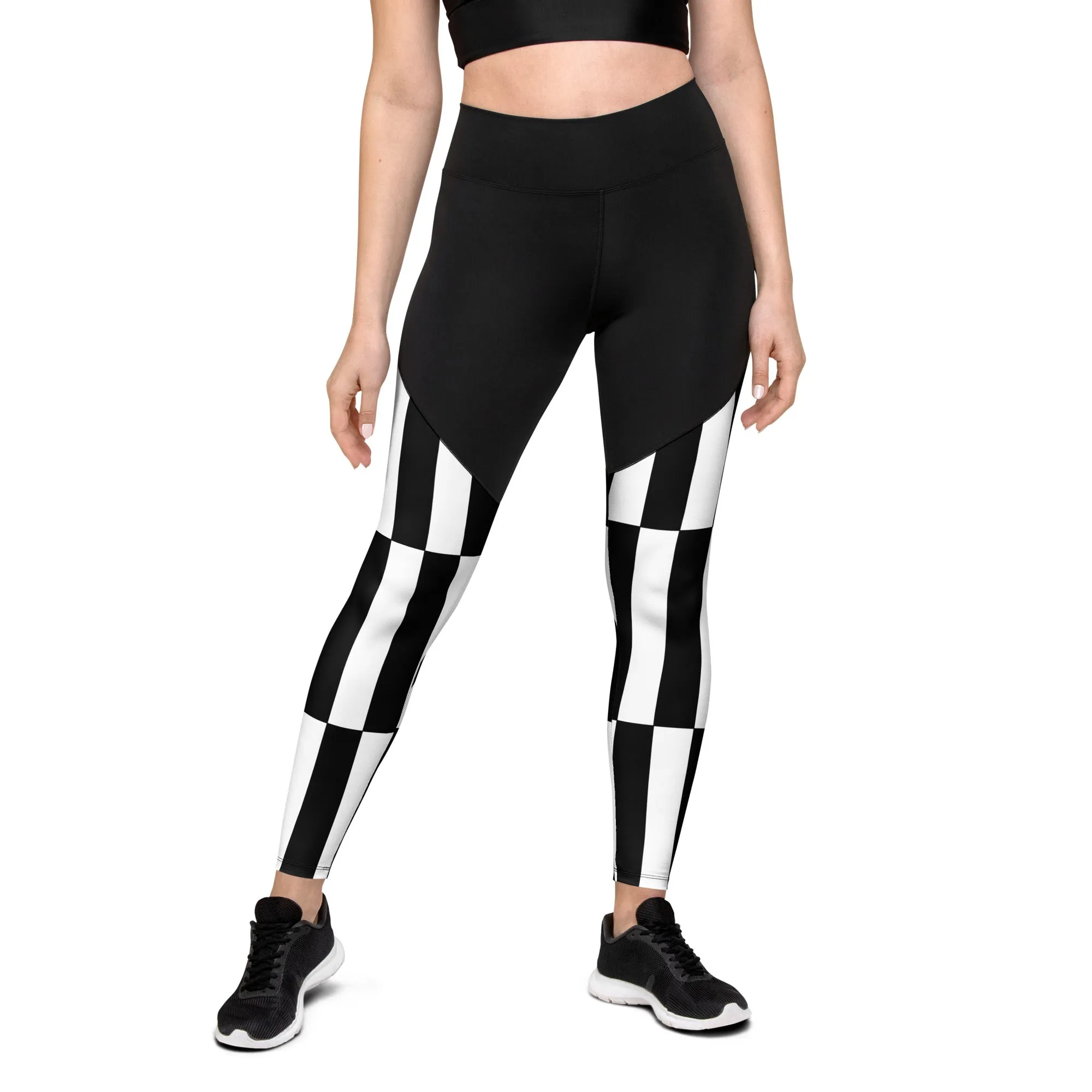 Black and White Optical Illusion Compression Leggings