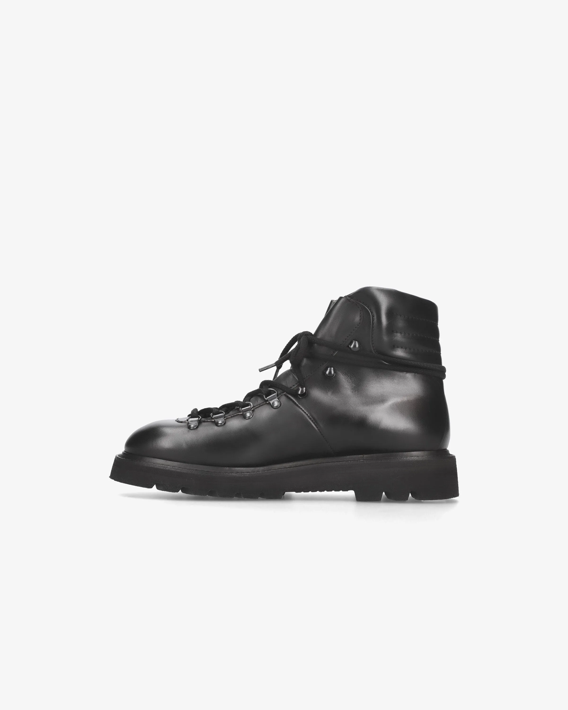 Black wax leather boots