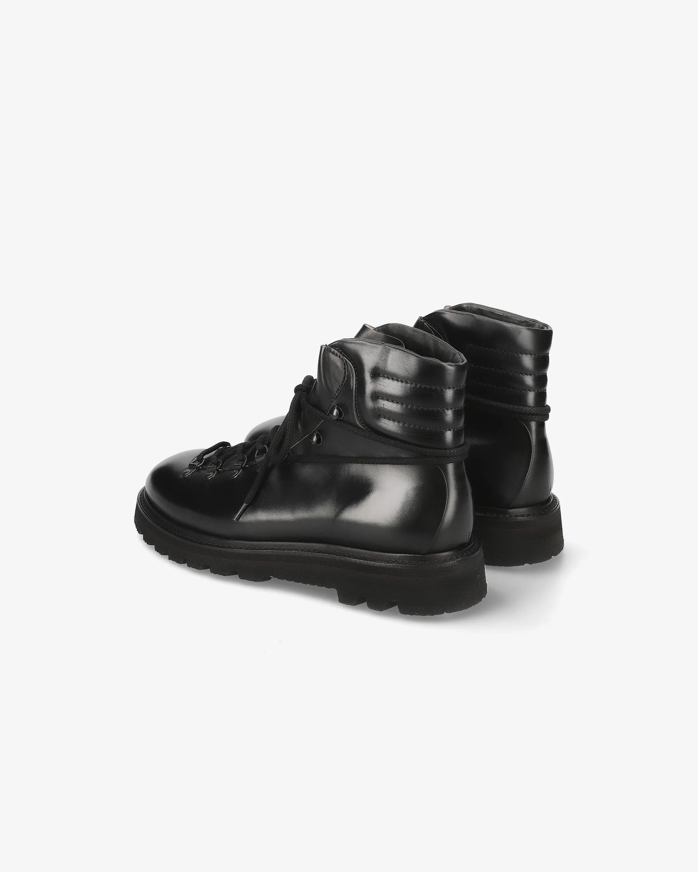 Black wax leather boots