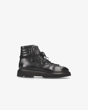 Black wax leather boots