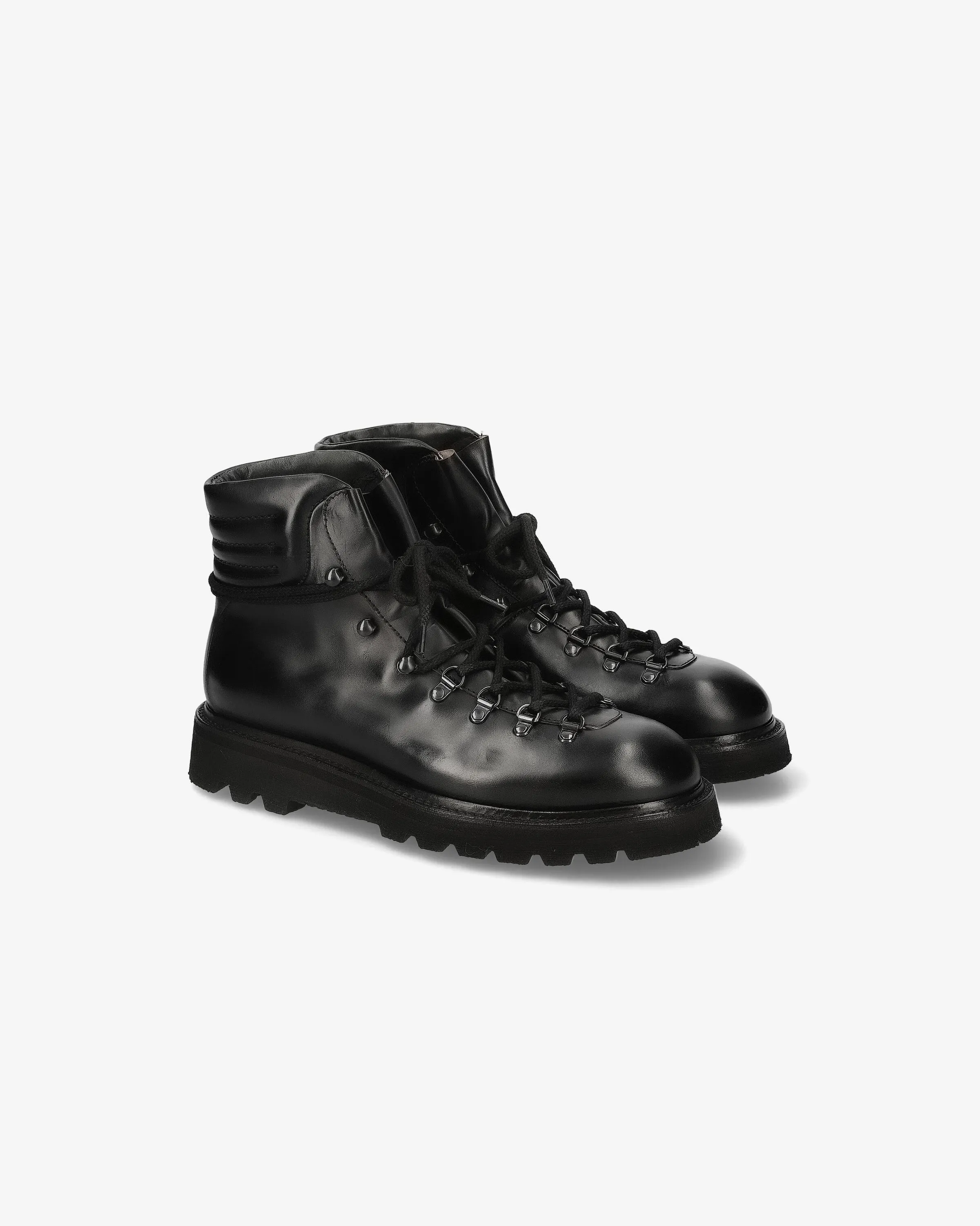 Black wax leather boots