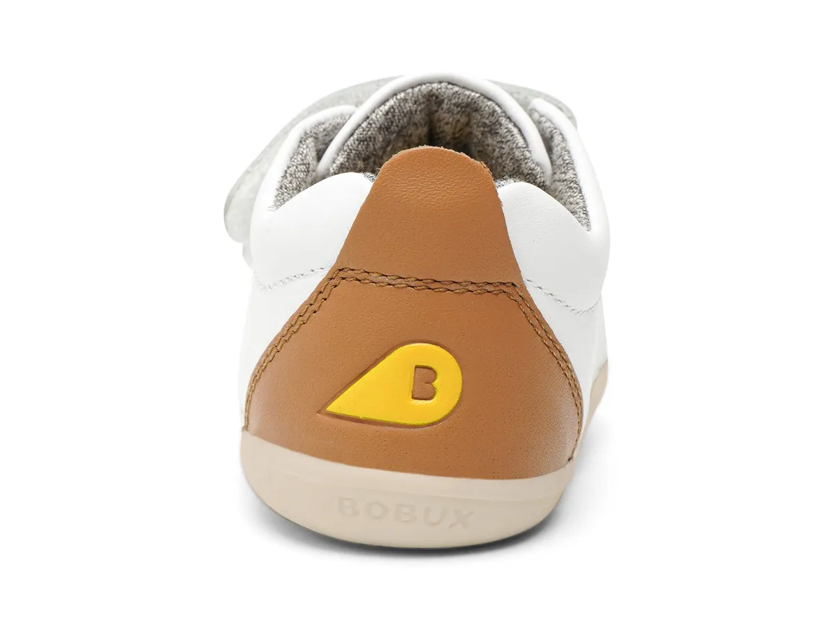 Bobux Grass Court Infants White Caramel Trainer Shoe