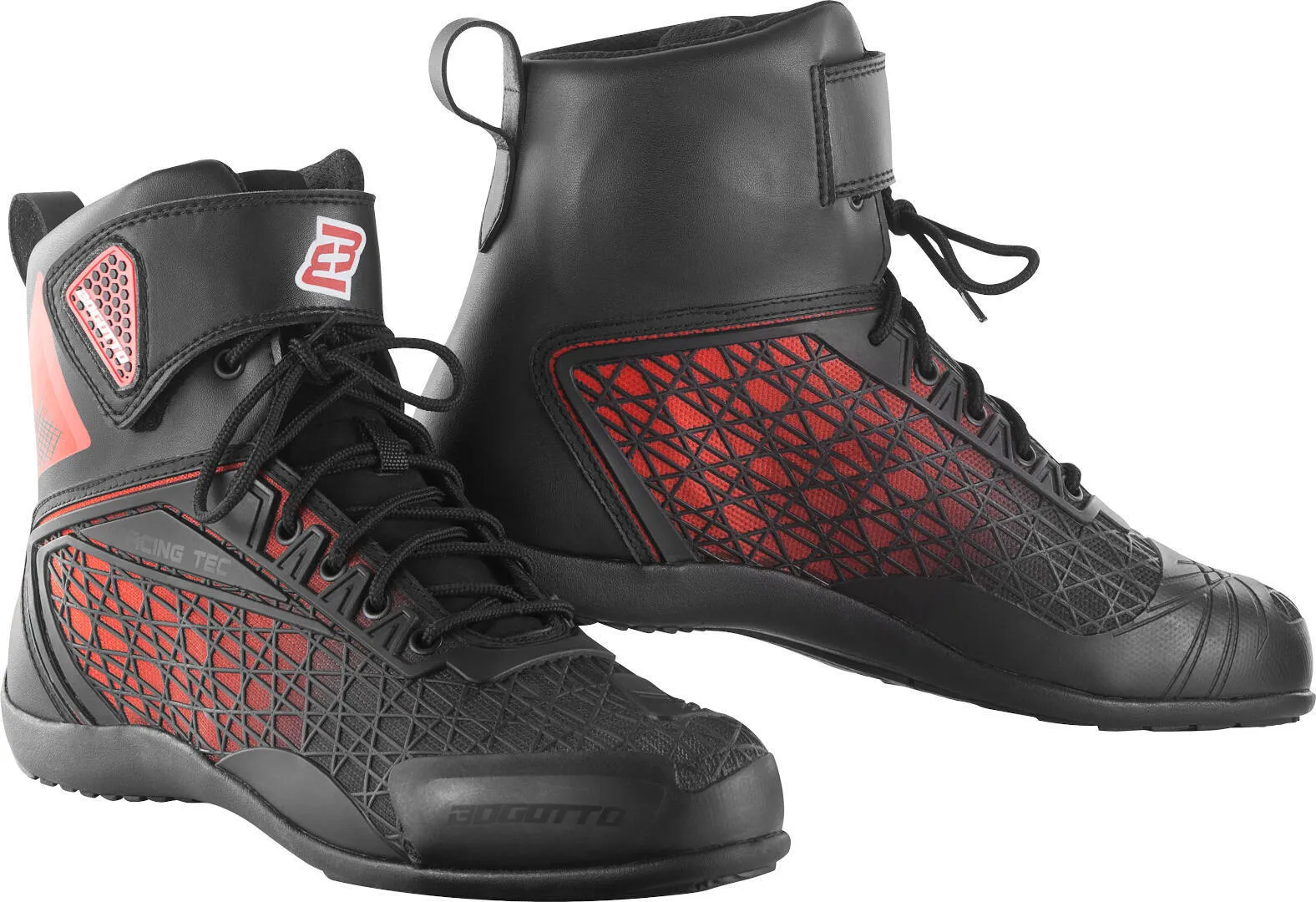 Bogotto Aaron Motorcycle Boots with Impact Sole, Black/Red