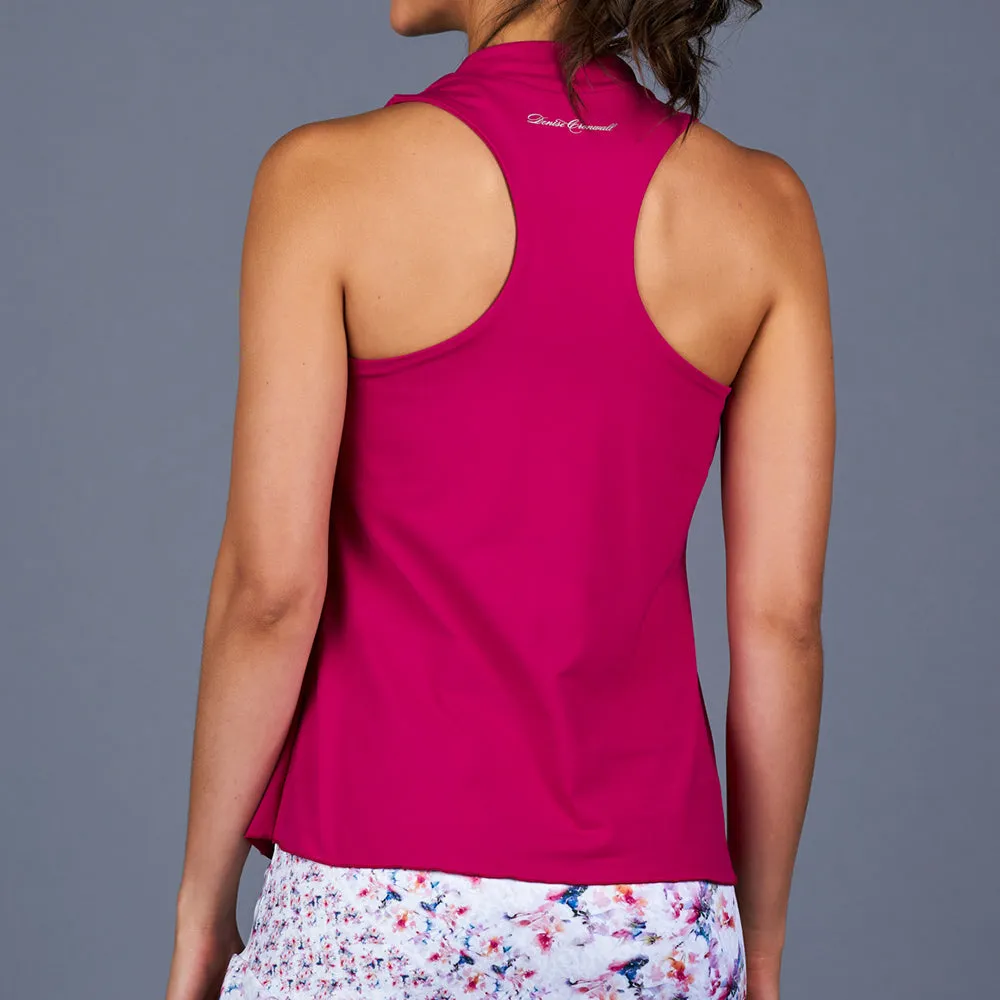 Boho Luxe Cowl-neck Racerback Top (fuchsia)