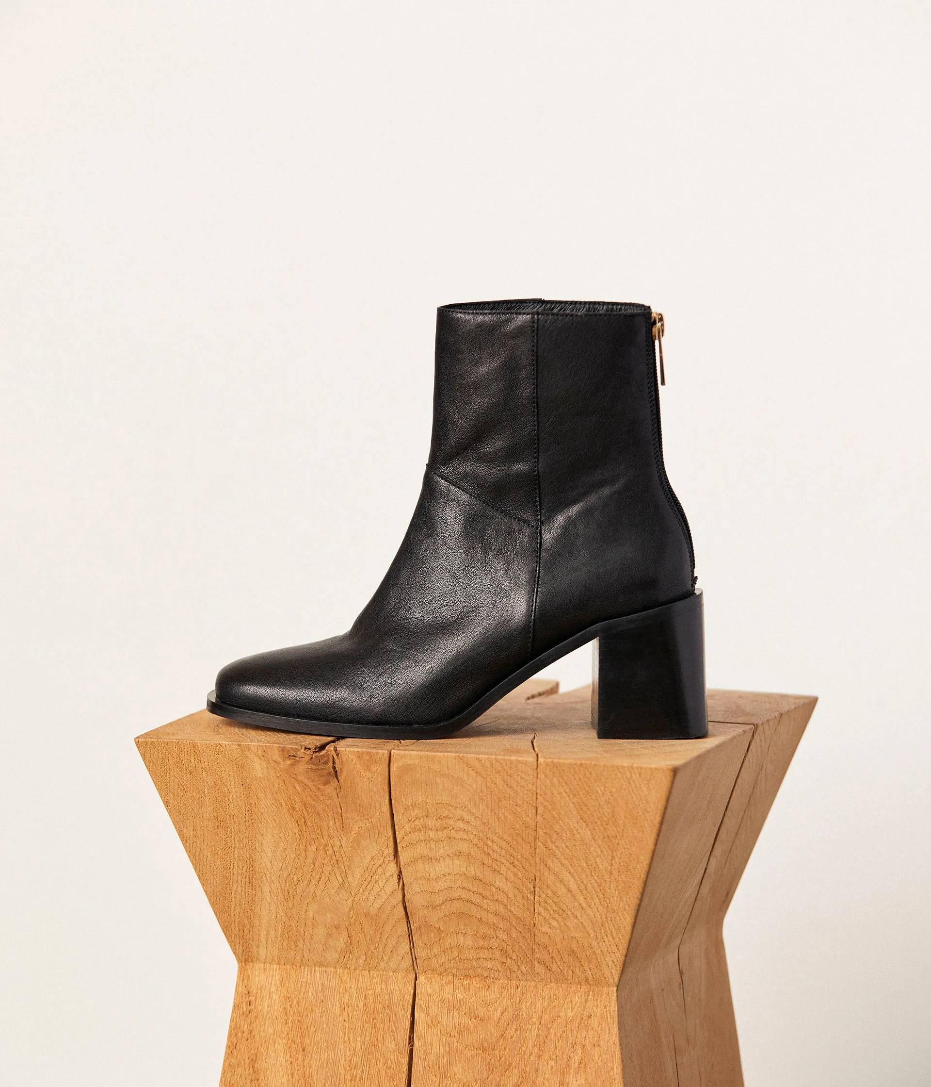 Boots cuir noir Anyse