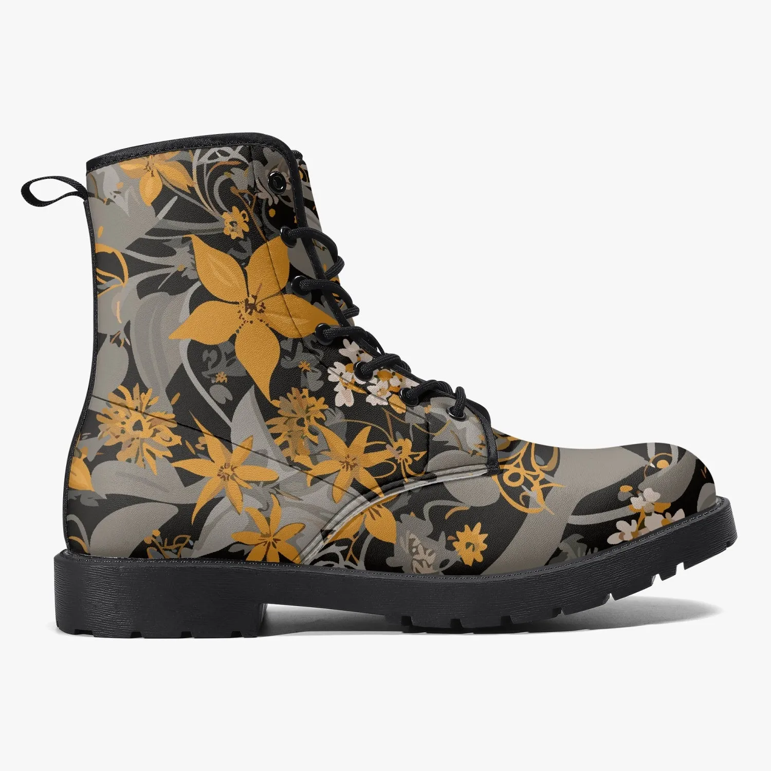 Bottes en cuir tendance "Fleurs dorées" (188)