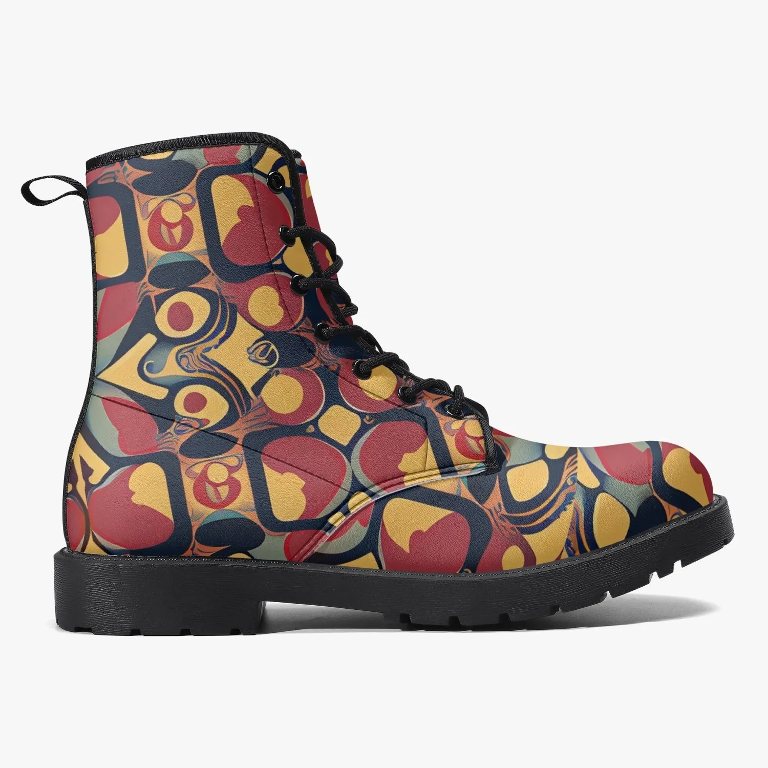 Bottes en cuir tendance "Motif noir, jaune et rouge"(188)