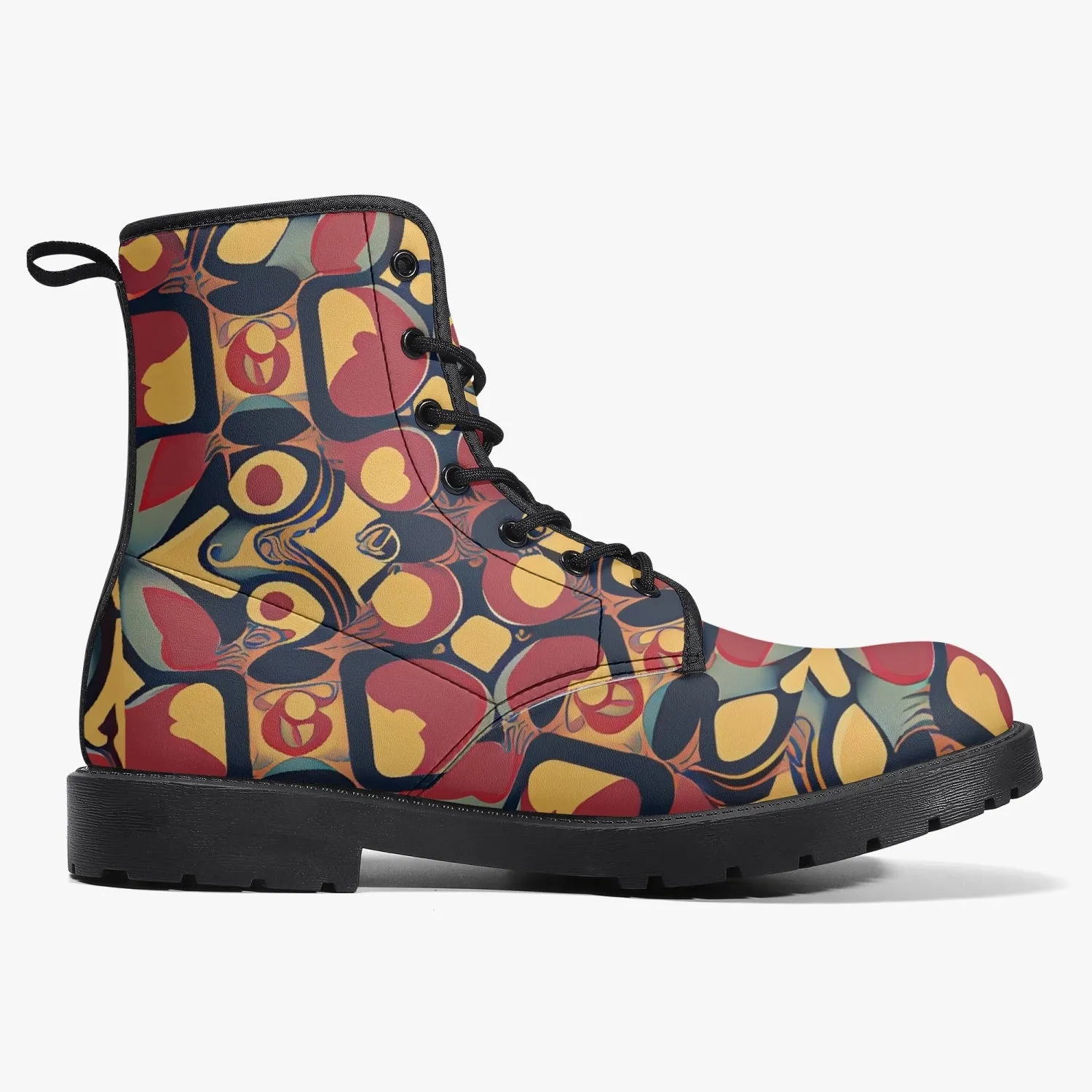 Bottes en cuir tendance "Motif noir, jaune et rouge"(188)