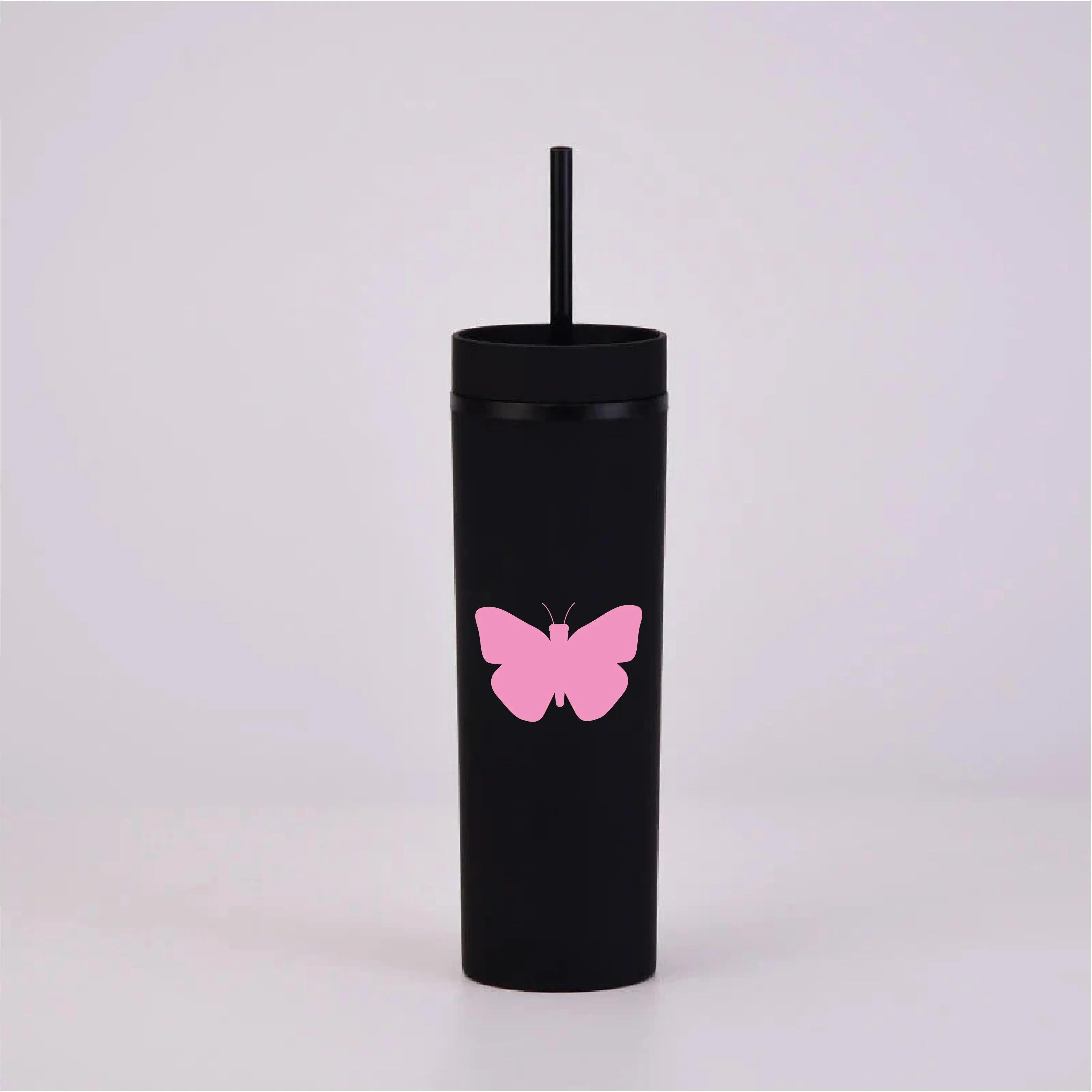 Butterfly Black Skinny Tumbler