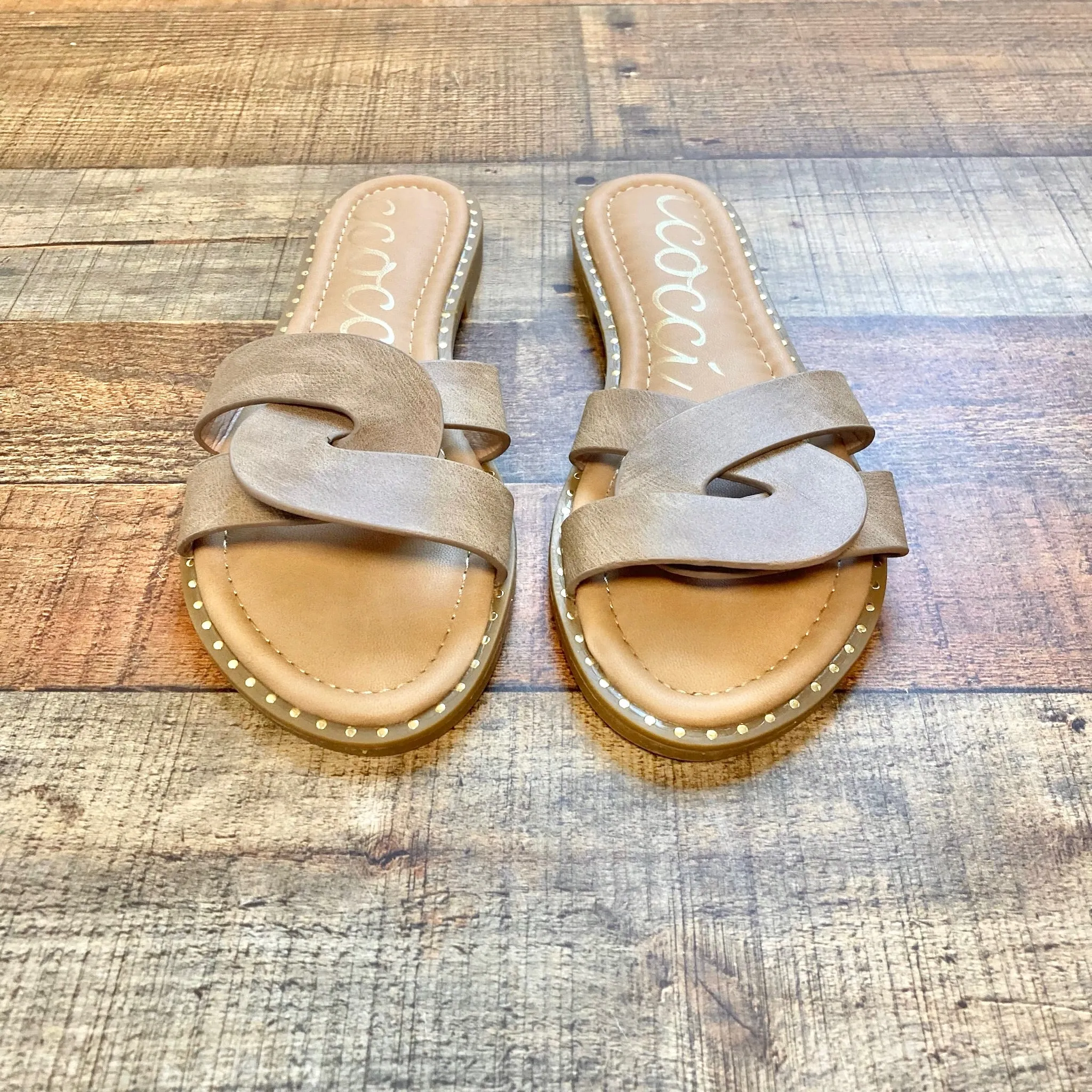 Ccocci Tan Studded Trim Sandals- Size 8 (LIKE NEW)