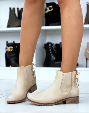 Chelsea boots beiges à noeud