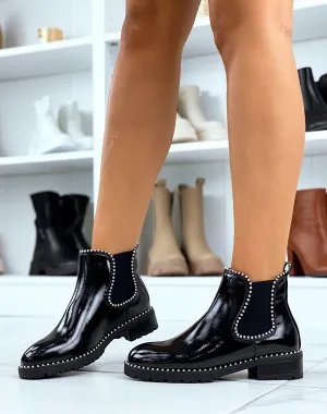 Chelsea boots vernies noires cloutées