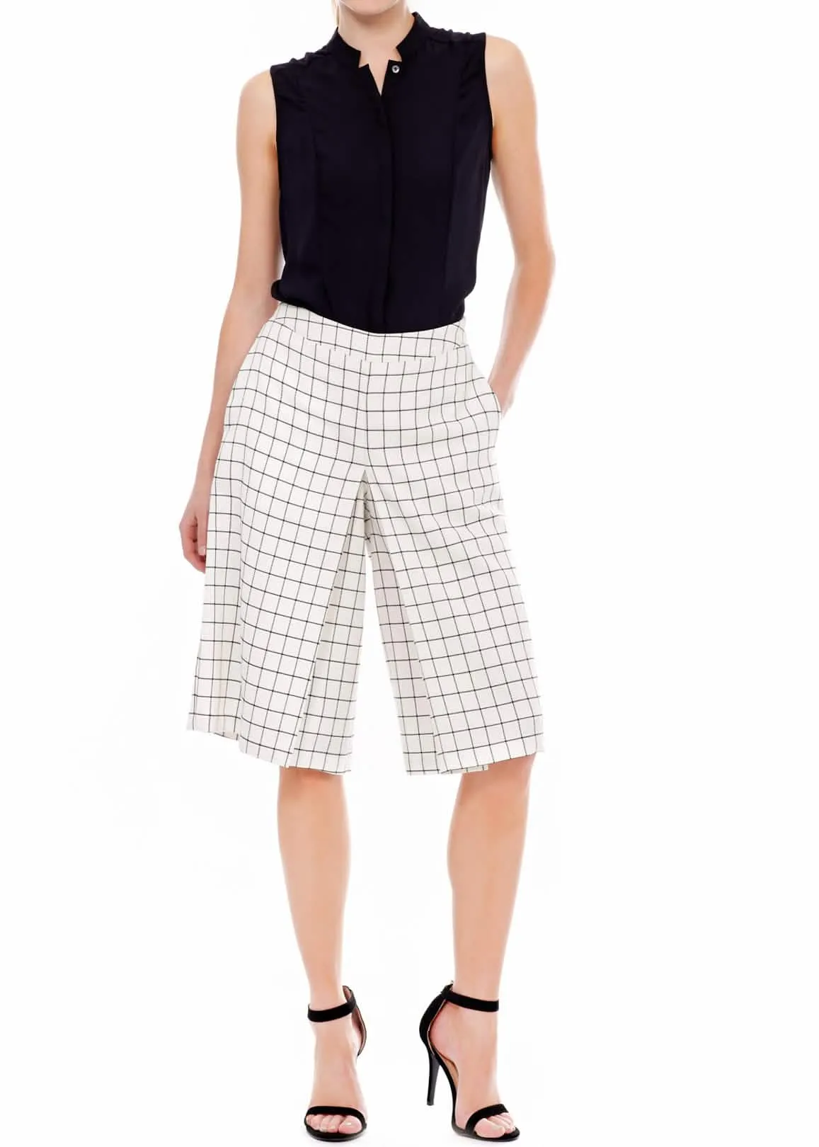 Chic Square Jacquard Wide Leg Trousers for Women