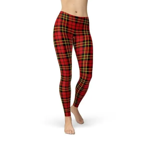 Chic Women's Red Tartan Plaid Leggings