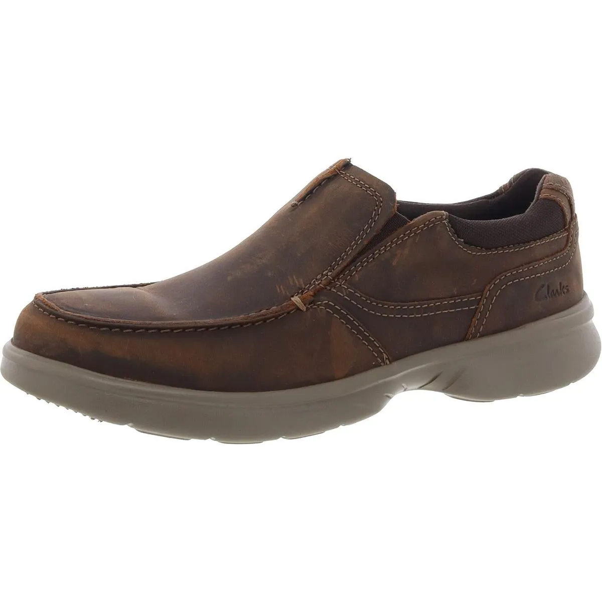 Clarks Mens Bradley Free Leather Lifestyle Slip-On Sneakers