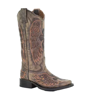 Corral Ladies Sand Wings & Cross Inlay Motorcycle Boots A3727