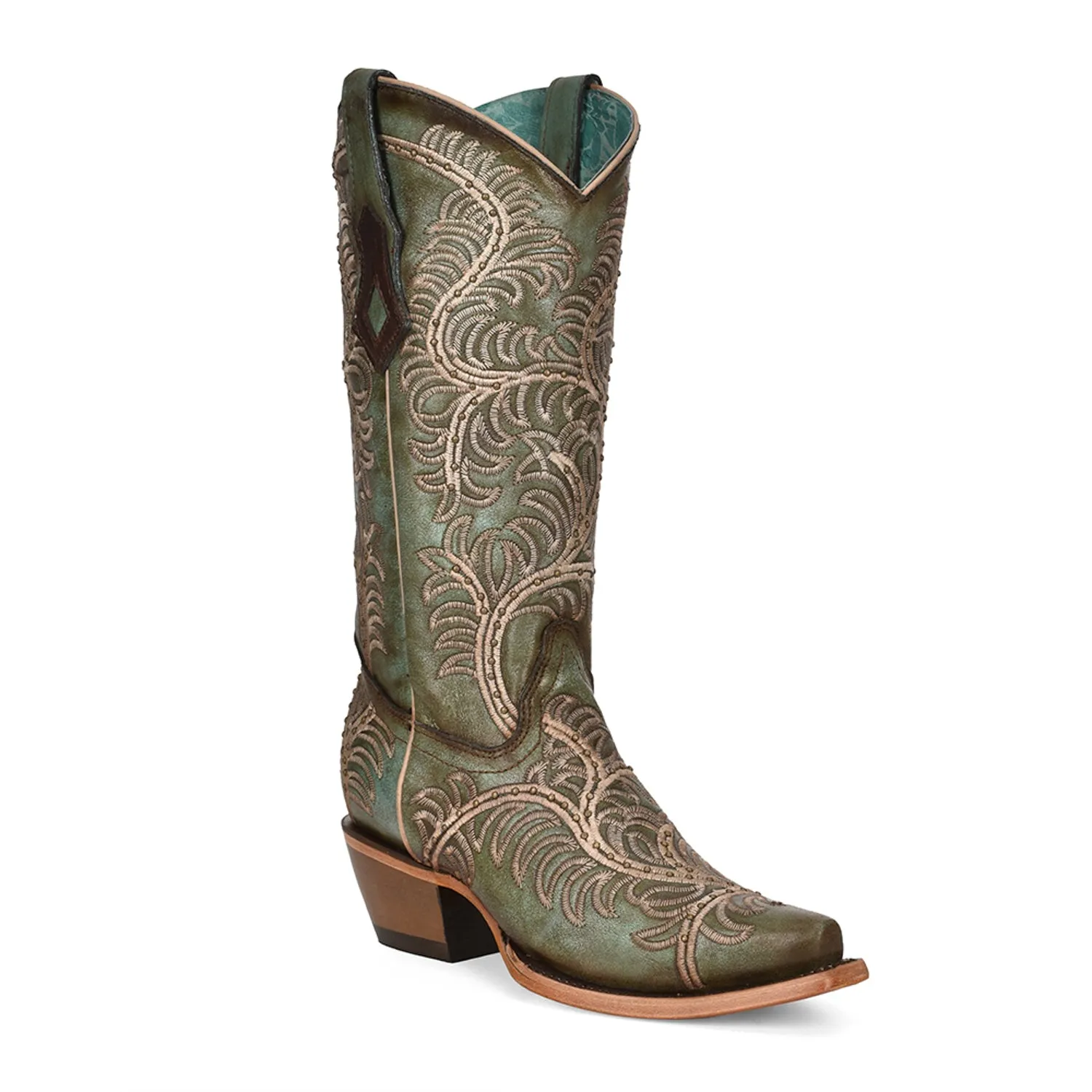 Corral Womens C4009 Turquoise Leather Distressed Cowboy Boots