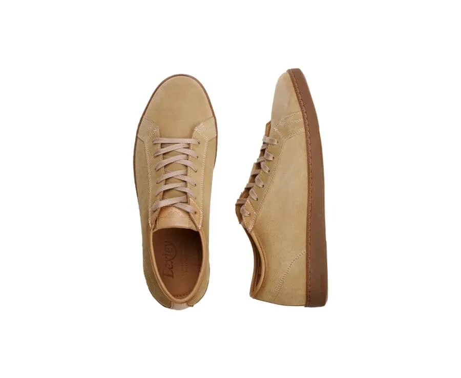 Dark Beige Suede Men&#039;s Trainers - MILANESIA