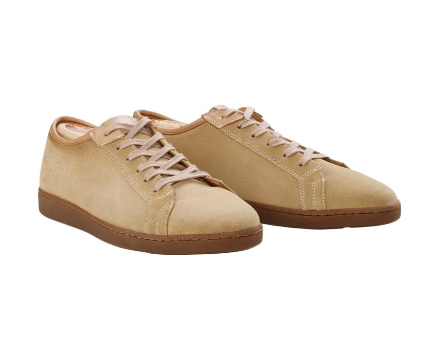 Dark Beige Suede Men&#039;s Trainers - MILANESIA