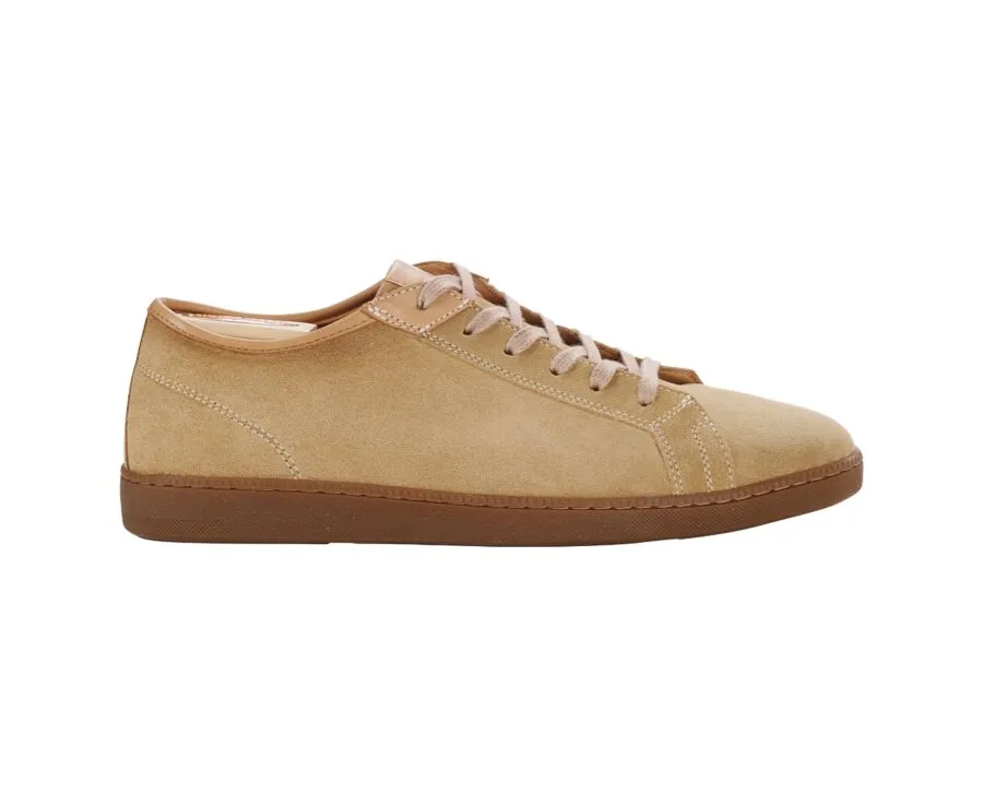 Dark Beige Suede Men&#039;s Trainers - MILANESIA