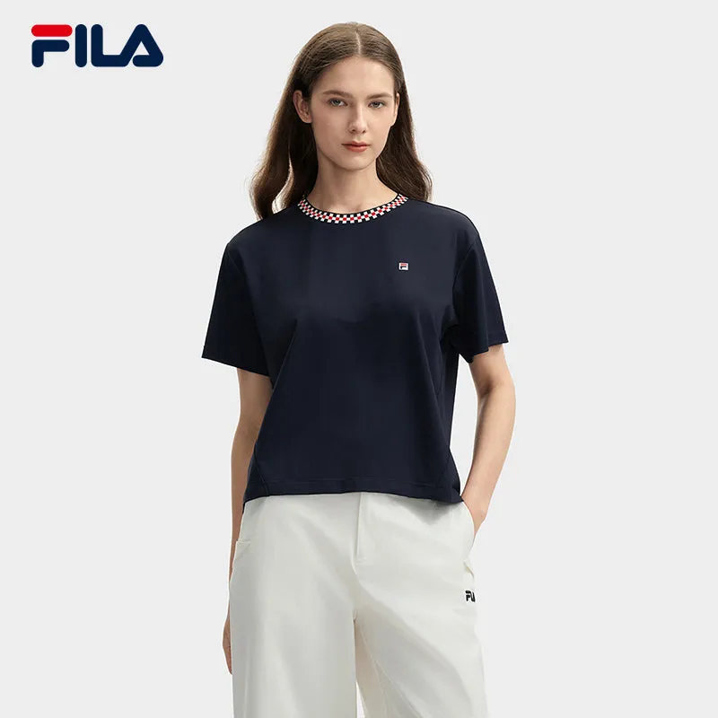 FILA CORE LIFESTYLE MH1 DNA-FRENCH CHIC Women Short Sleeve T-shirt (Navy)