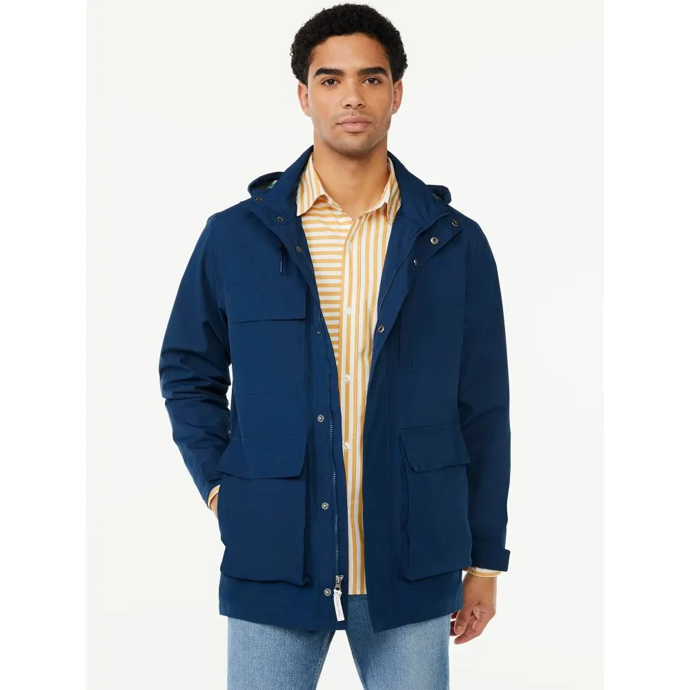 Free Assembly Men's Water Resistant Parka Pageant Blue M