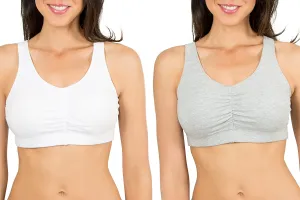 Fruit of the Loom Women's Shirred Front Sport Bra With Removable Pads, 2-Pack