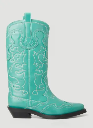 GANNI Embroidered Western Boots