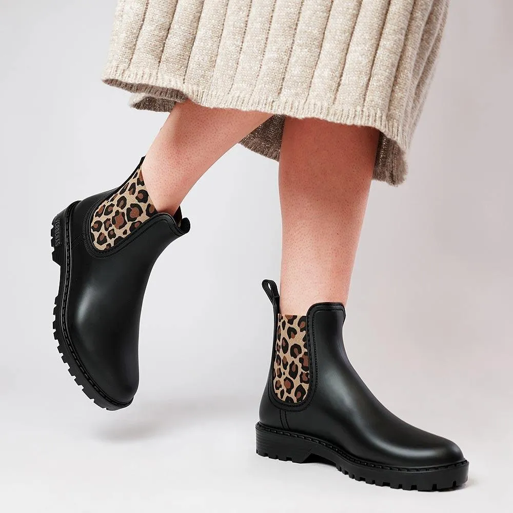 Gaudi Black/ Leopard Gumboots