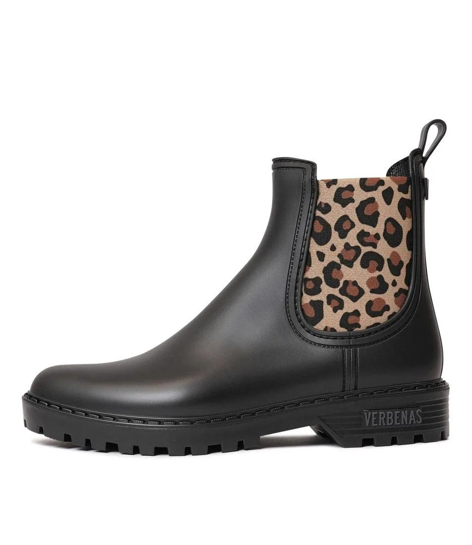 Gaudi Black/ Leopard Gumboots