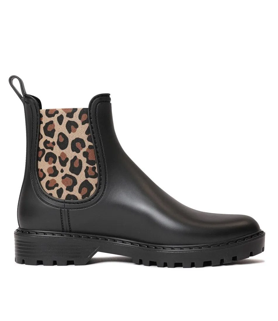 Gaudi Black/ Leopard Gumboots