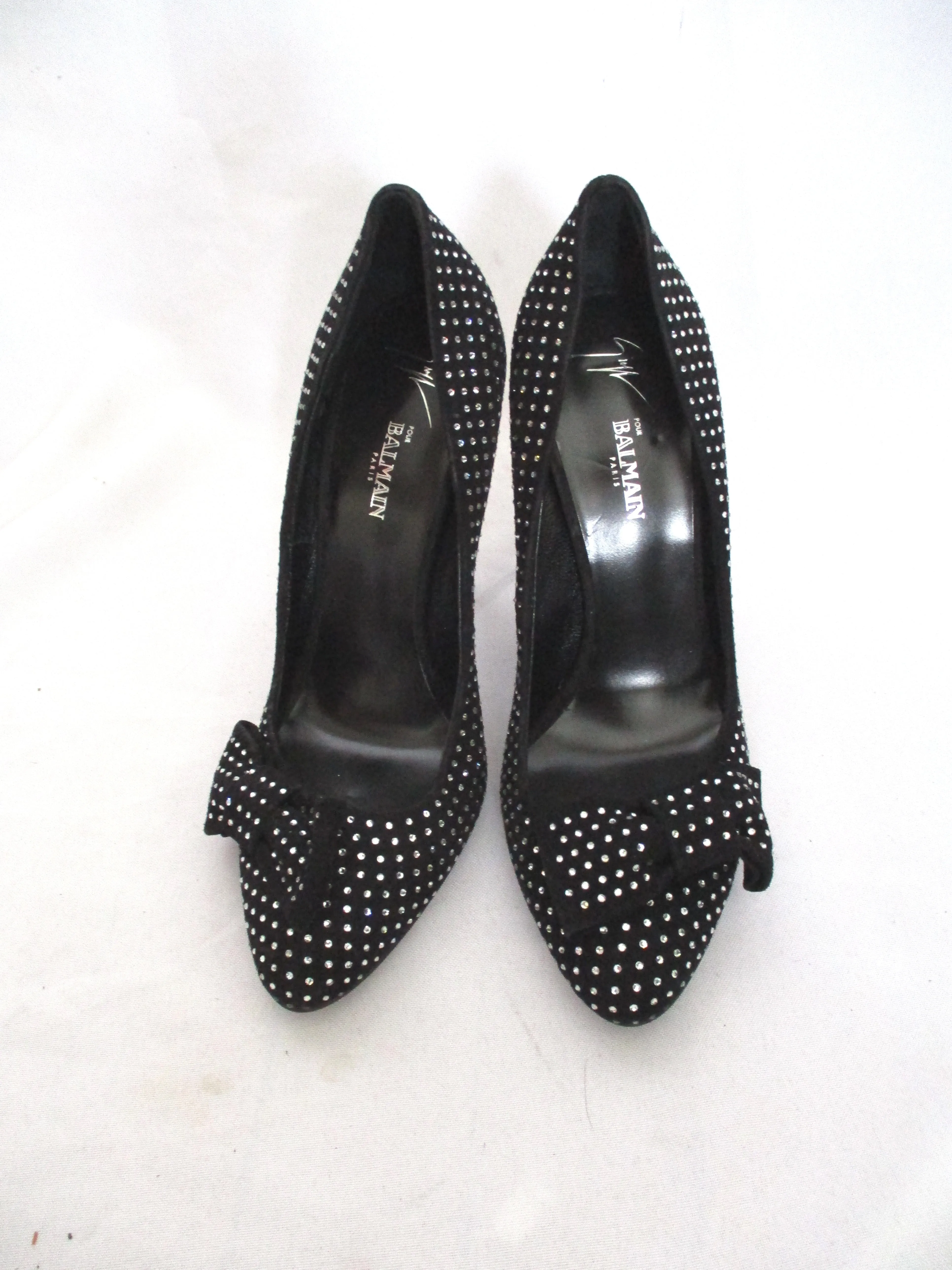 GIUSEPPE ZANOTTI  BALMAIN Rhinestone Pump Shoe 36 BLACK Stiletto Womens