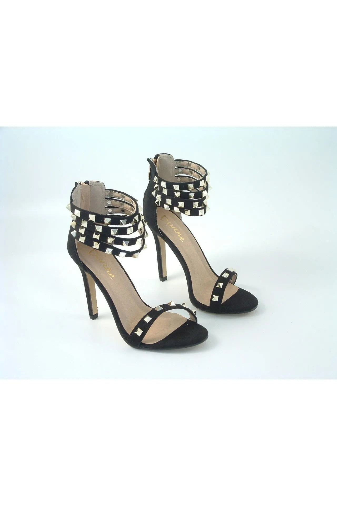 Glitz Shoes Rockstar Studded Strap Heeled Sandal