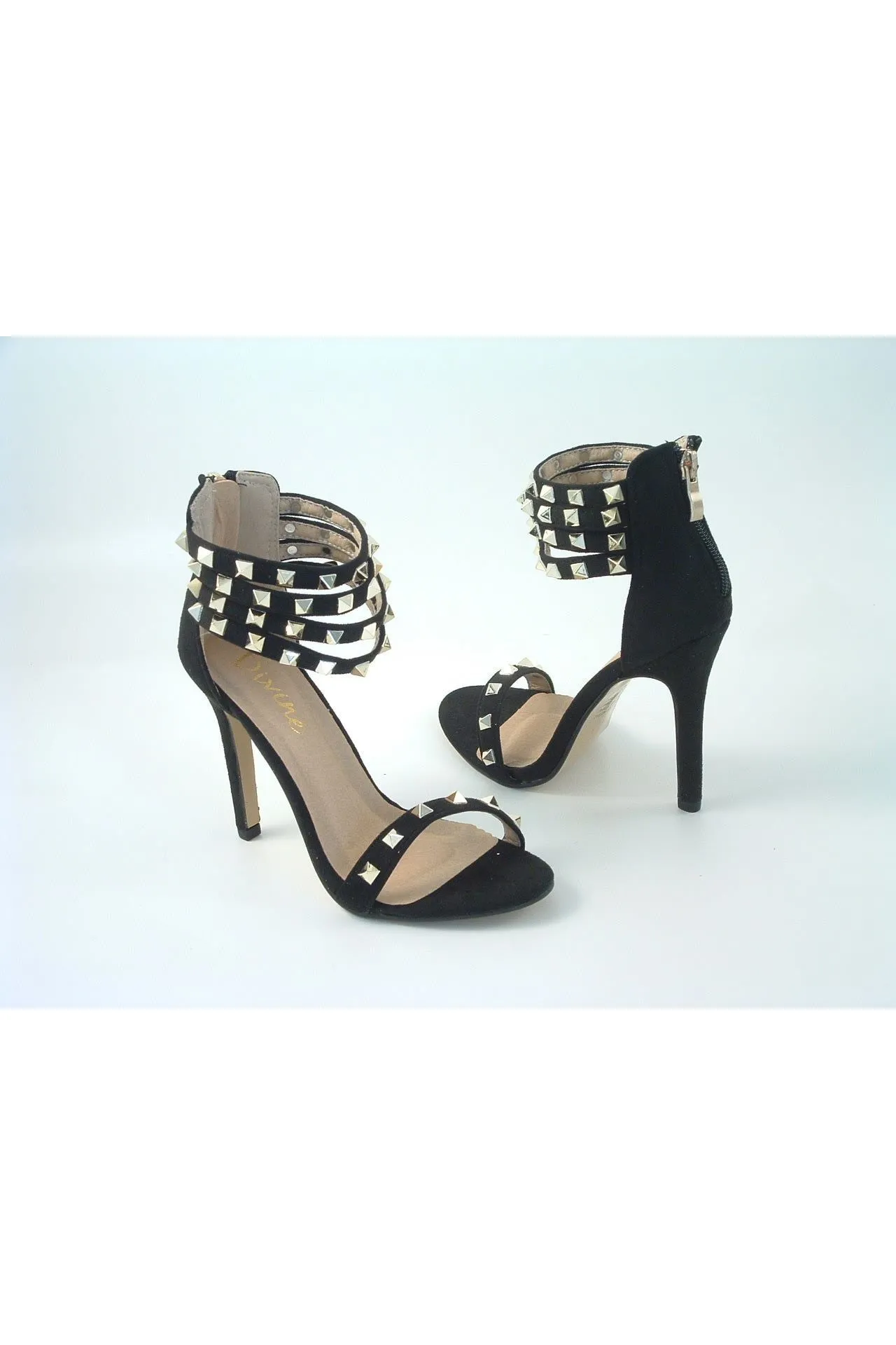 Glitz Shoes Rockstar Studded Strap Heeled Sandal