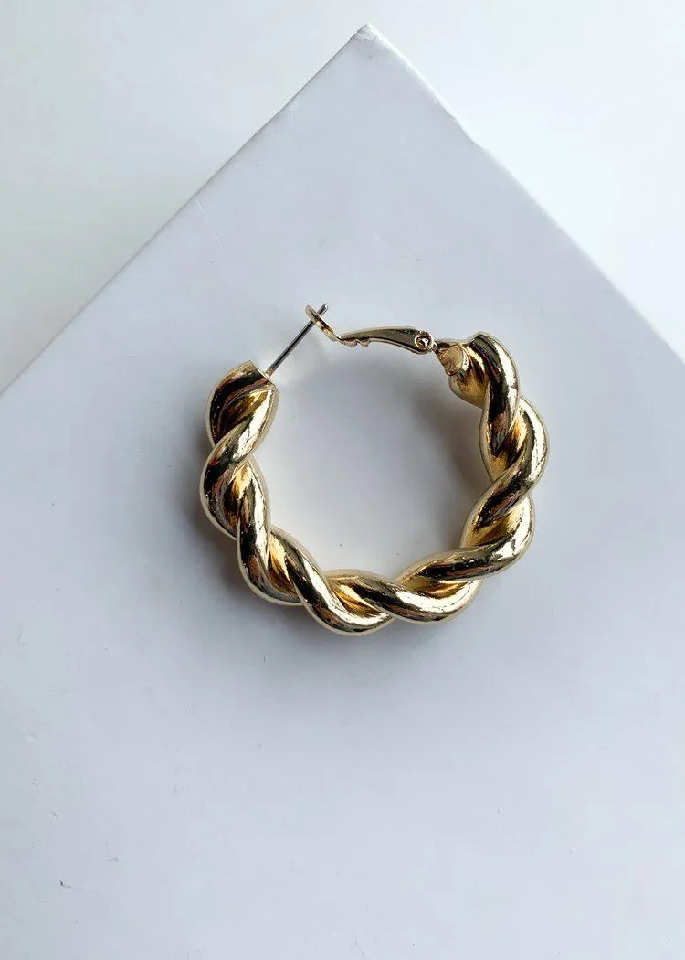 Gold Twisted Hoop Earrings