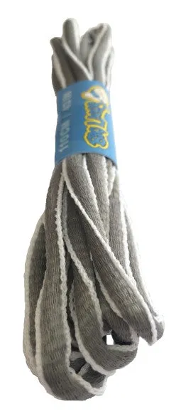 Grey and White Oval Running Shoe Shoelaces - 6mm wide