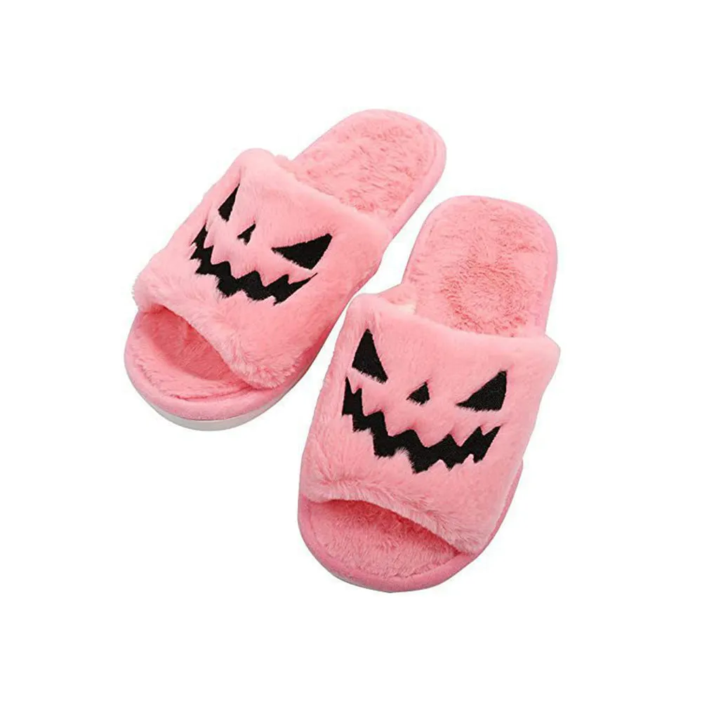 Halloween🎃Pumpkin Ghost Fuzzy Open Toe Slippers for Women