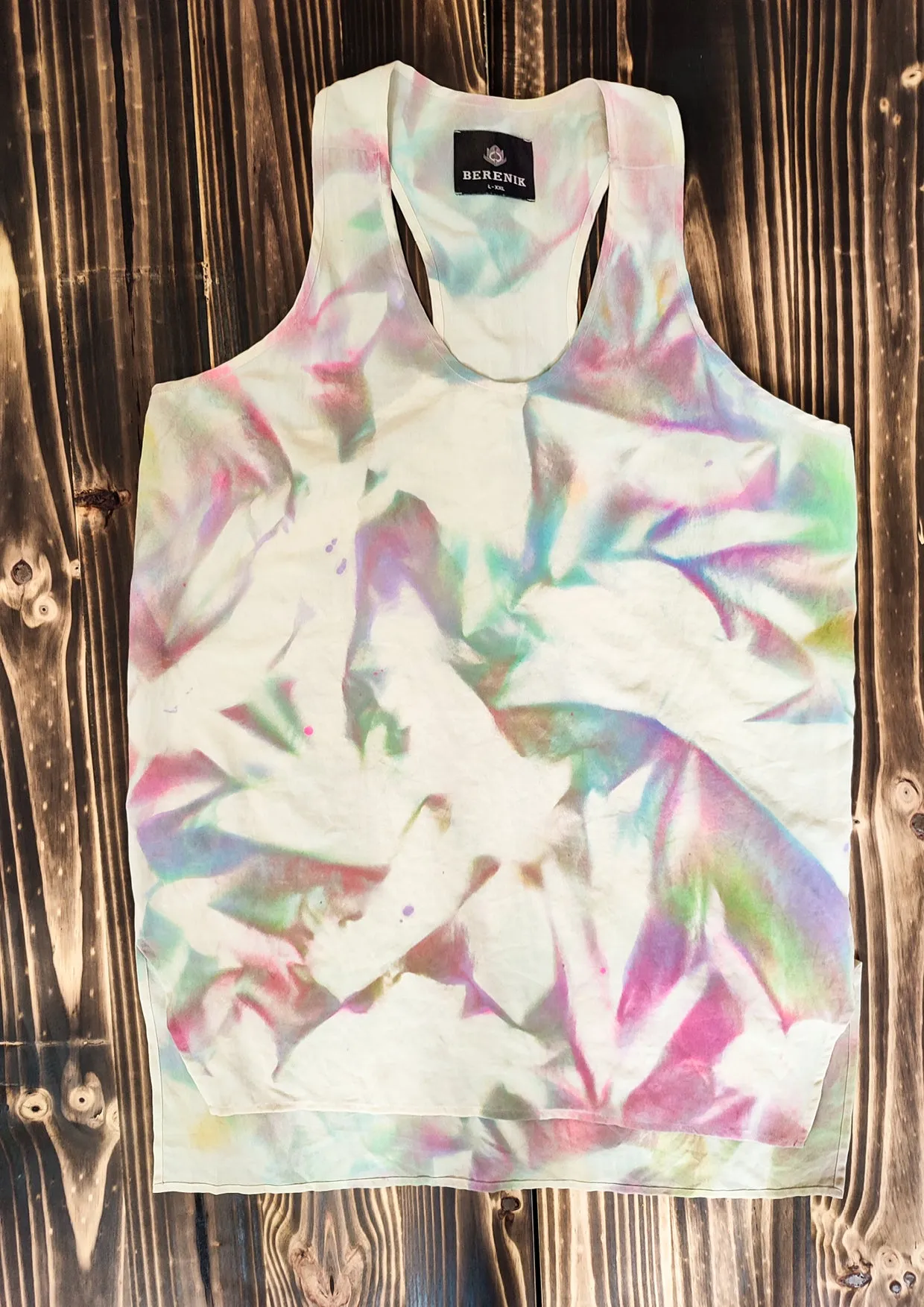 HANDPAINTED - TANK TOP / DRESSS LONG OVERSIZED - creme painted