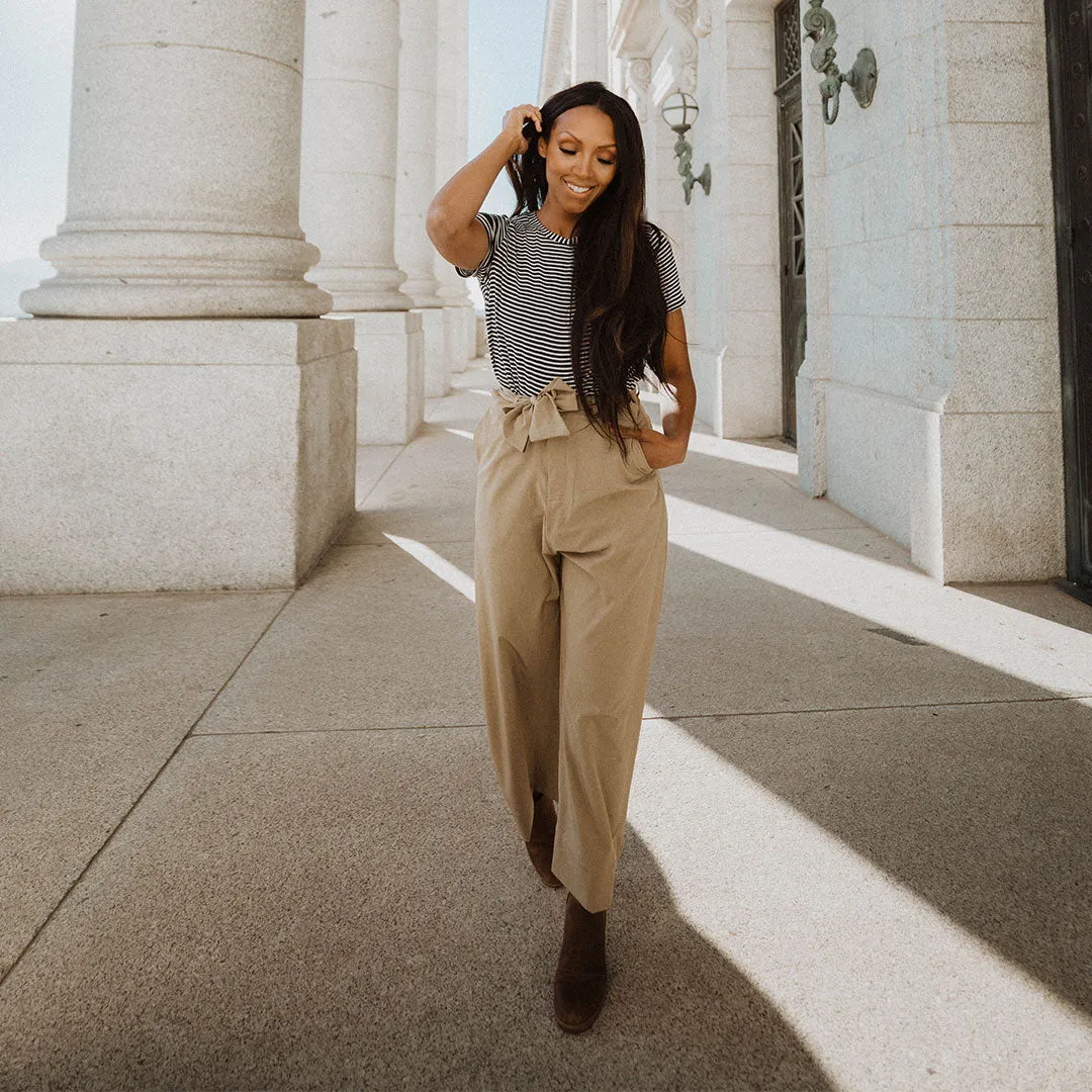 Heather Khaki Bow Belt Pants