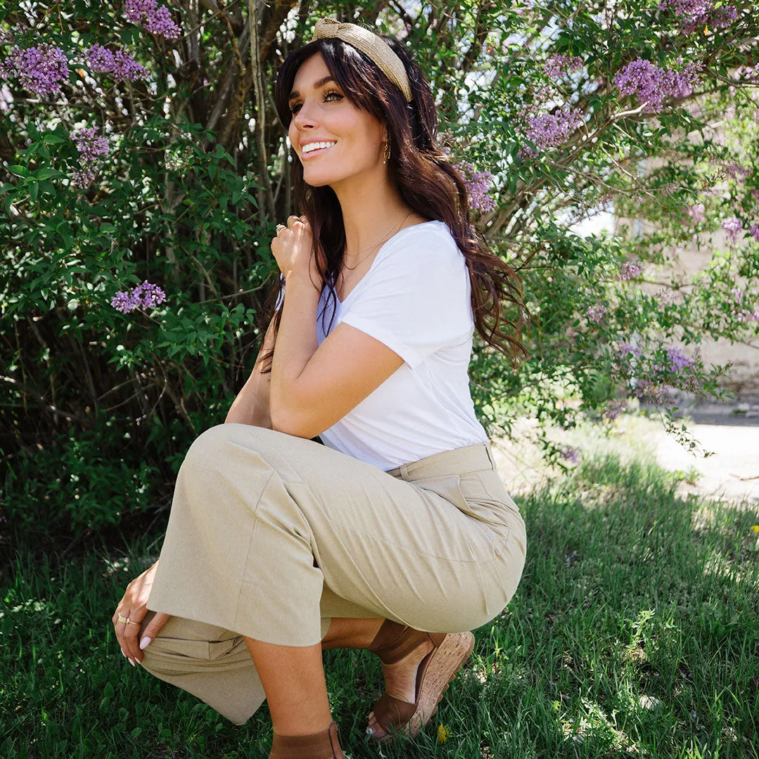 Heather Khaki Bow Belt Pants