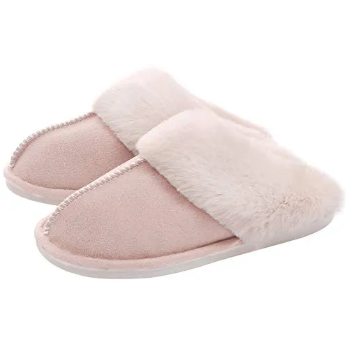 Hnzxzm Winter Fashion Women House Warm Plush Shoe Fleece Fluffy Ladies Memory Foam Flats Indoor and Outdoor Slipper